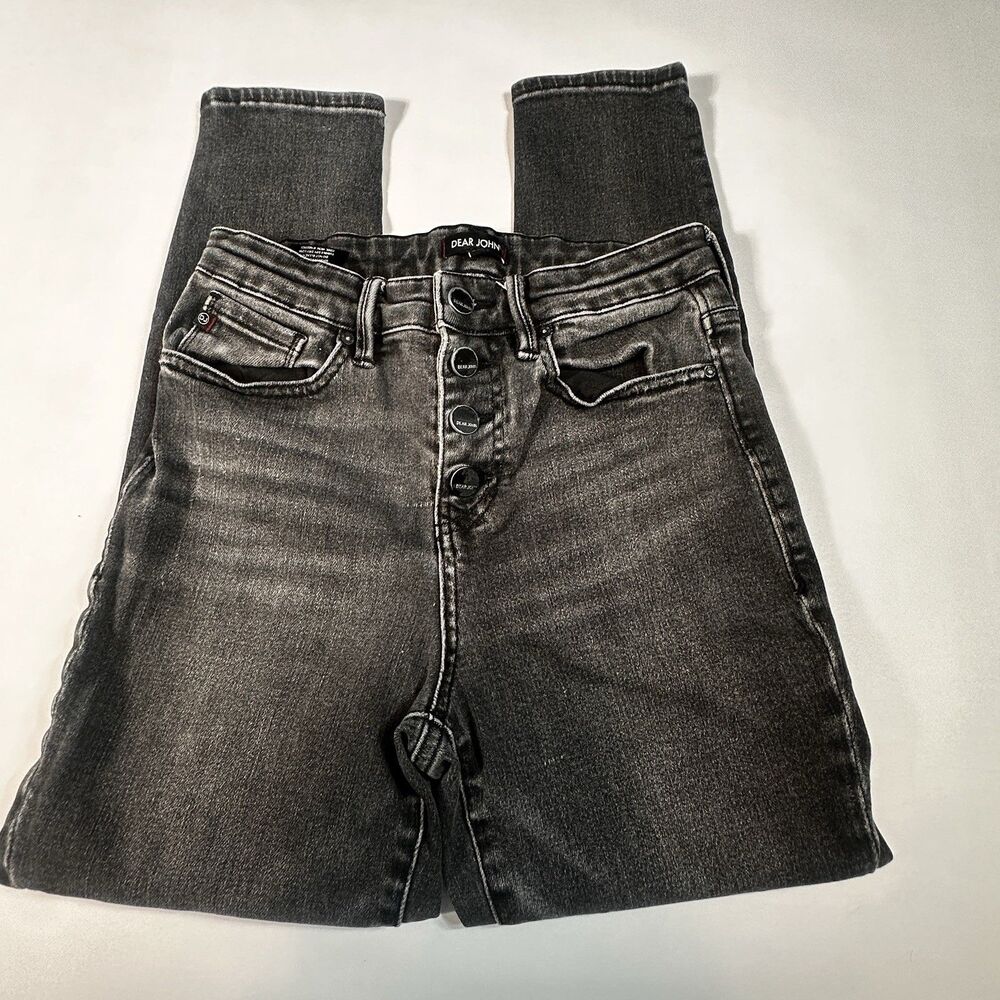 Dear John American Classic Size 28 Women's Button Fly Jeans Black Skinny